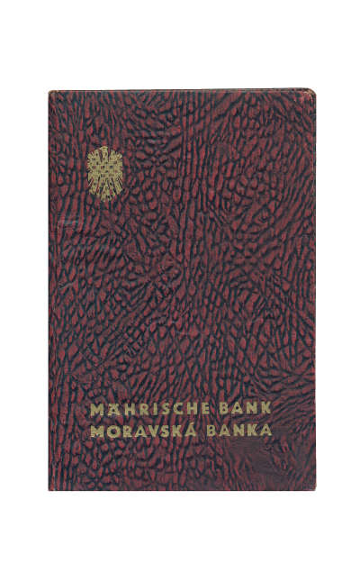 Vkladní knížka Moravské banky - vínová