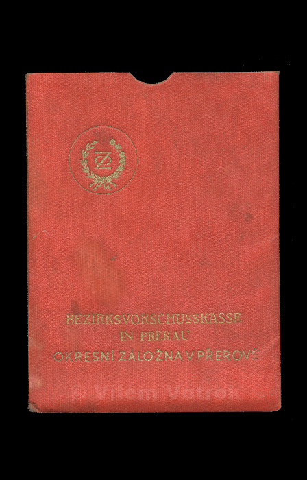 Sparkassenbuch der Bezirkvorschusskasse in Prerau