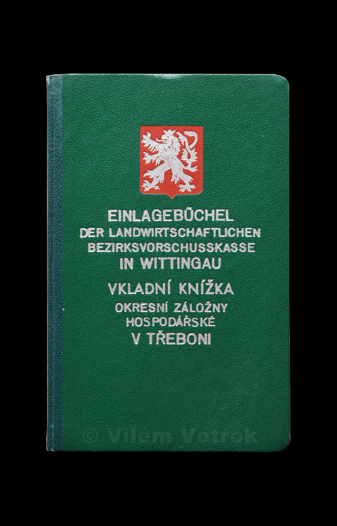 Vkladní knížka Okresní záložna hospodářská v Třeboni 1546