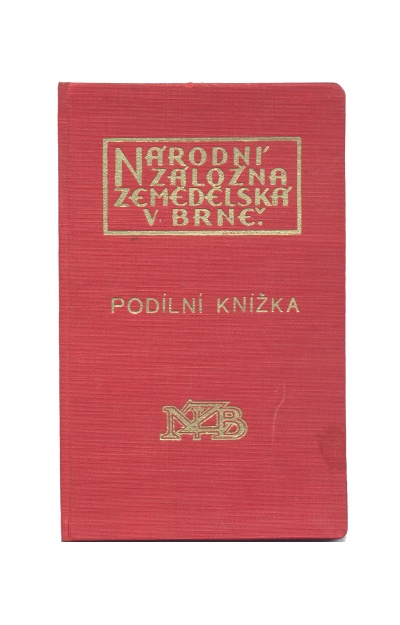 Podílní knížka Národní záložny zemědělské v Brně 257